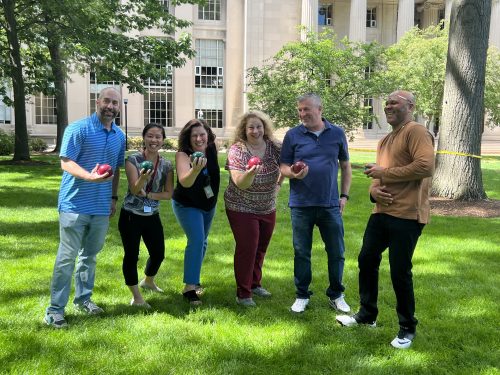 SFS staff playing bocce