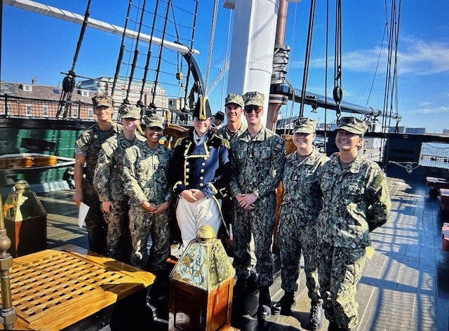 NROTC midshipmen underway onboard the USS Constitution